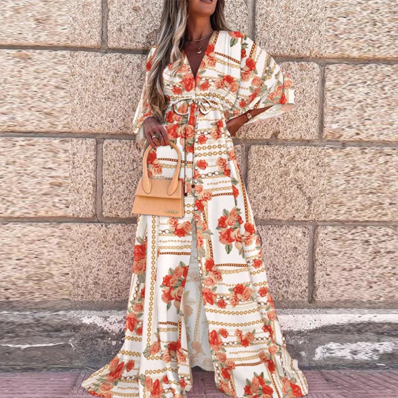 Elegant Deep V Neck Dress