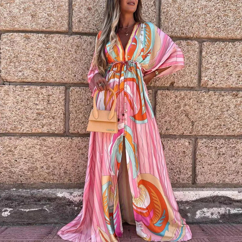 Elegant Deep V Neck Dress
