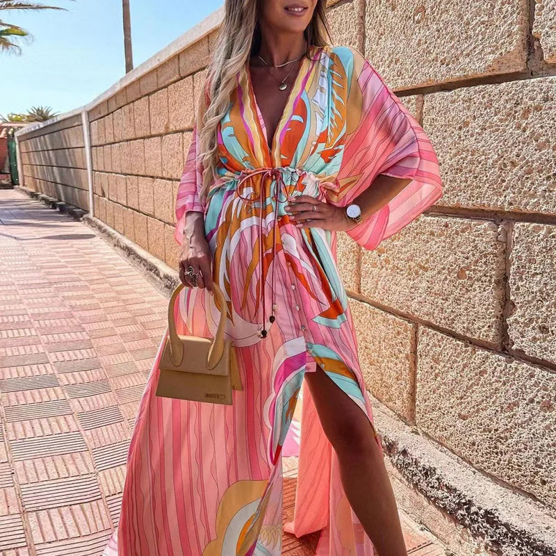Elegant Deep V Neck Dress