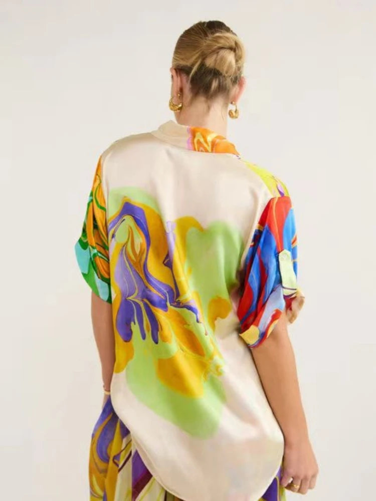 New Printed Satin Casual Set