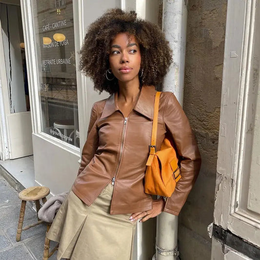 Lapel Leather Jacket
