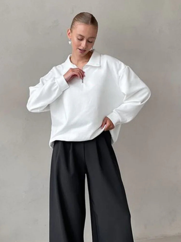 Classics Long Sleeve Lapel Pullover Top