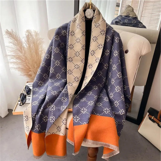 Warm Cashmere Poncho Shawl Thick Pashmina
