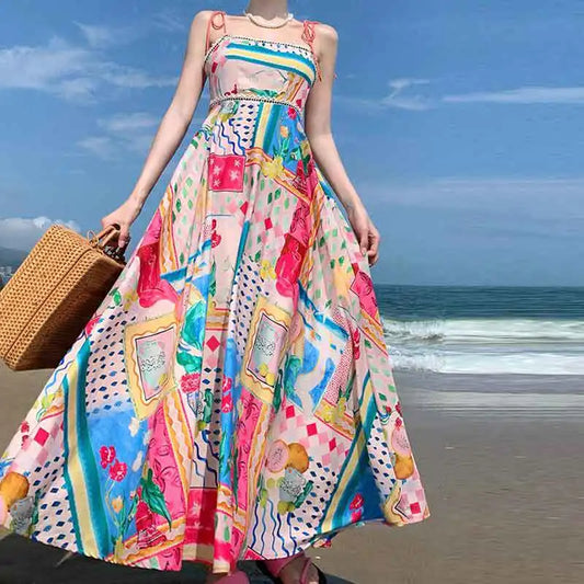 New Large Hem Hanging Strap Dress