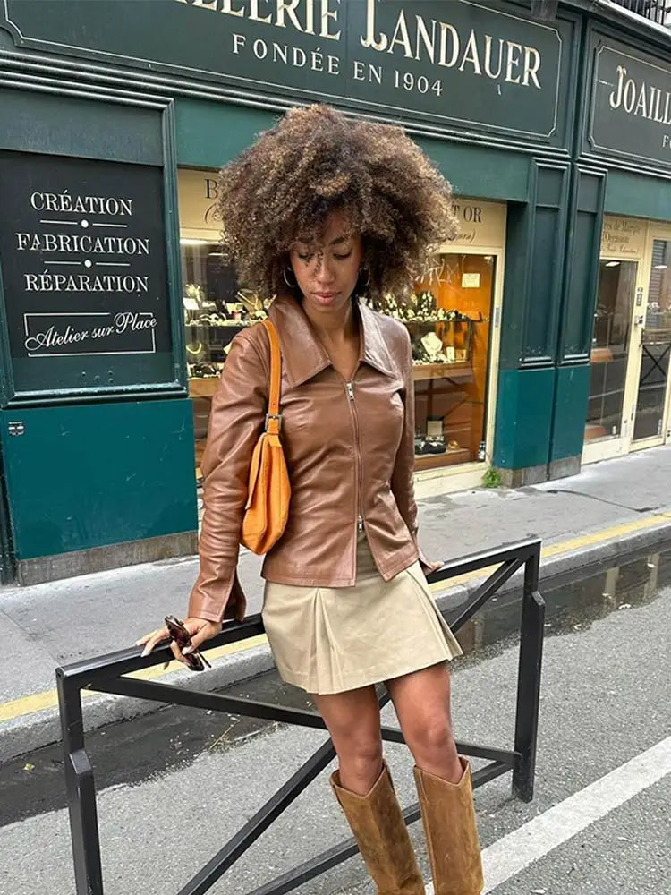 Lapel Leather Jacket