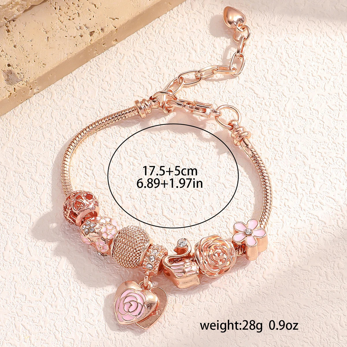 Atmospheric Oil Dripping Rose Heart Bead Bracelet