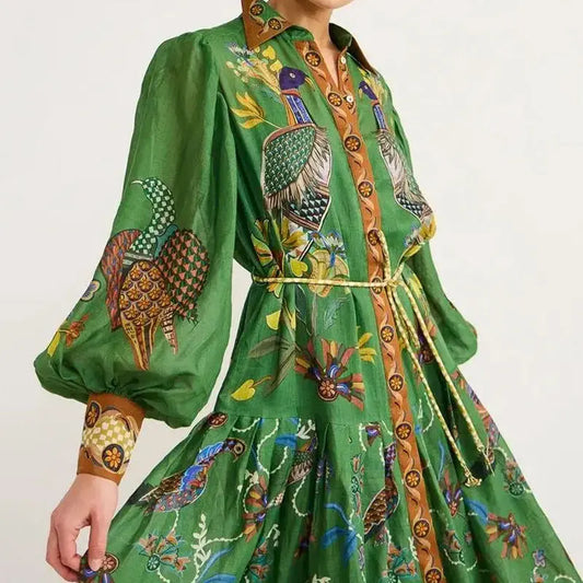 Women's European American Retro Print Dress